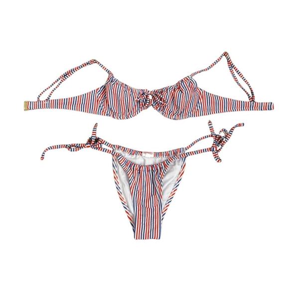 Xhilaration Swim Red White Blue Scrunch Back Bra Top Bikini Size Women's XS / S - Picture 1 of 3
